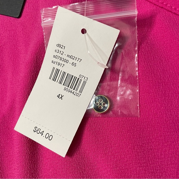Lane Bryant bubblegum pink dolman button down sleeve blouse - Picture 5 of 6